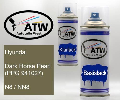 Hyundai, Dark Horse Pearl (PPG 941027), N8 / NN8: 400ml Sprühdose + 400ml Klarlack - Set, von ATW Autoteile West.
